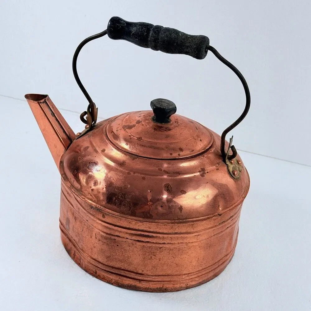 Vintage Paul Revere Copper Tea Kettle Pot Farmhouse Primitive Decor Collectible